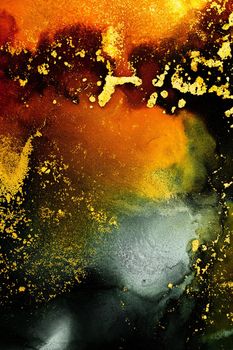 Burning abstract background from marble ink art of exquisite original painting . Painting was painted on high quality paper texture to create smooth marble background pattern of ombre alcohol ink .