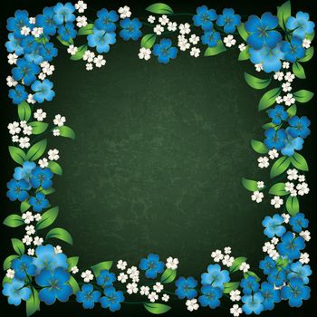 abstract blue floral ornament on green background