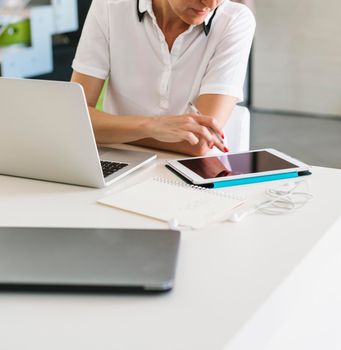 Businesswoman working from home.