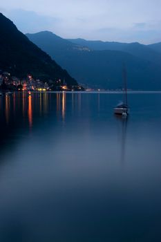 Sunset on Lake Como. Point of view: Brienno.