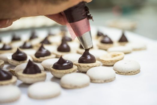 Making macarons.