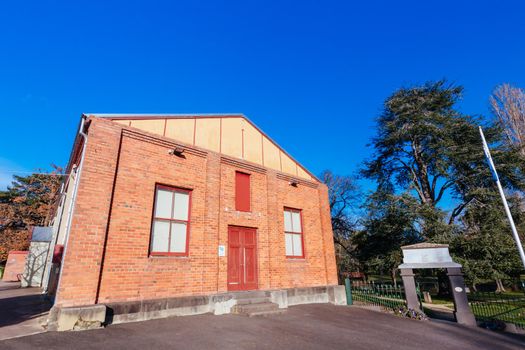 Malmsbury, Australia - June 19 2022: Malmsbury Town Hall on a sunny winter's morning in Victoria, Australia