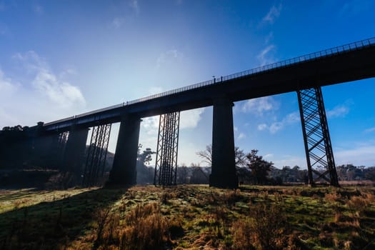 A 19th century viaduct in Taradale, Victoria, Australia on a clear spring day.