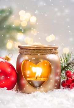 Merry Christmas Holidays greeting card background. Selective focus. nature.