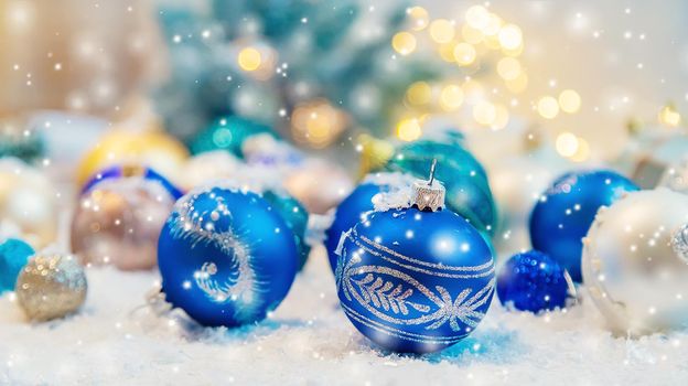 Merry Christmas Holidays greeting card background. Selective focus. nature.