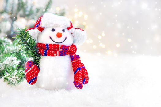 Merry Christmas Holidays greeting card background. Selective focus. nature.