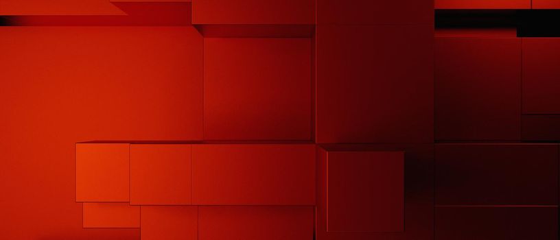 Abstract Elegant 3D Cubes Trendy Futuristic Red Banner Wallpaper 3D Illustration