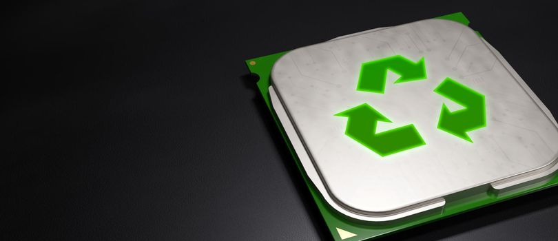 Recycle Technology glowing CPU Processor background 3d Illustration