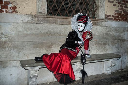 VENICE, ITALY - Febrary 6 2018: The masks of the Venice carnival 2018