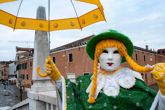 VENICE, ITALY - Febrary 7 2018: The masks of the Venice carnival 2018