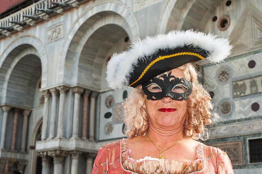 VENICE, ITALY - Febrary 7 2018: The masks of the Venice carnival 2018