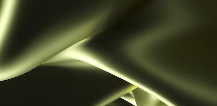 Abstract golden silk waves background, Golden satin wavy fabric texture background. 3d rendering
