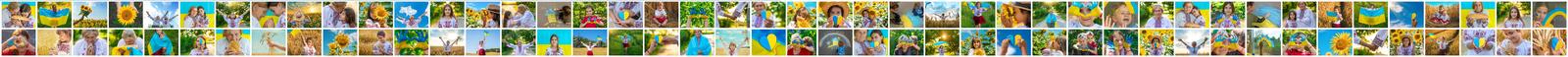 Collage of photos on the theme of Ukraine. Selective focus. child.