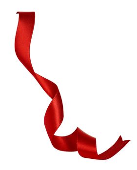 close up of a red ribbon bow on white background