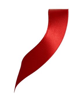 close up of a red ribbon bow on white background