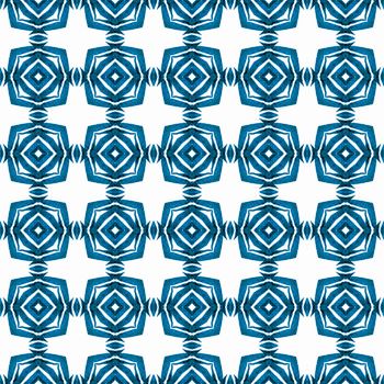 Medallion seamless pattern. Blue incredible boho chic summer design. Watercolor medallion seamless border. Textile ready extra print, swimwear fabric, wallpaper, wrapping.