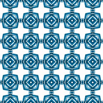 Medallion seamless pattern. Blue incredible boho chic summer design. Watercolor medallion seamless border. Textile ready extra print, swimwear fabric, wallpaper, wrapping.
