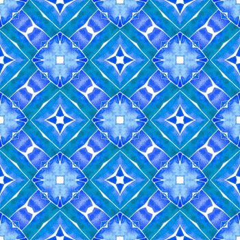 Textile ready outstanding print, swimwear fabric, wallpaper, wrapping. Blue creative boho chic summer design. Arabesque hand drawn design. Oriental arabesque hand drawn border.