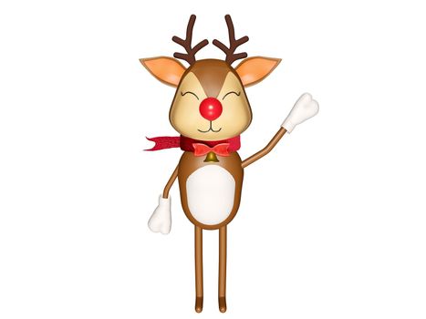 3d render of the cute reindeer in Christmas isolated on white background. Clipping path.