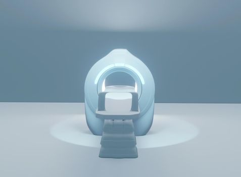 multi detector CT Scanner ( Computed Tomography ) isolated on purple background. 3D illustration.