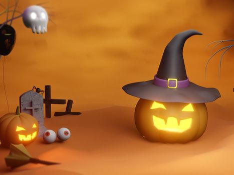 Halloween poster,invitation 3d rendering background for WEB and banner.