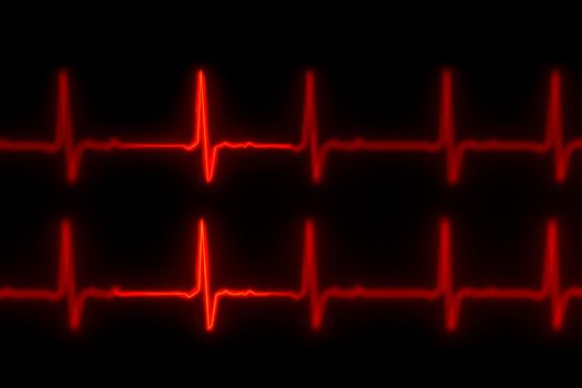 ECG or EKG pulse heartbeat of life sign red line 3D illustration.