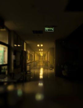 Floor in old hospital in Abandoned , darkness horror and halloween background concept.