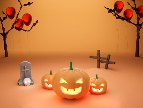 Halloween poster,invitation 3d rendering background for WEB and banner.