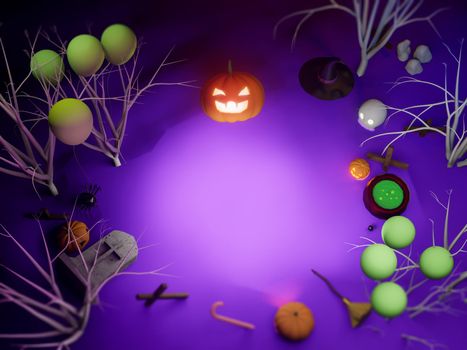 Halloween poster,invitation 3d rendering background for WEB and banner.