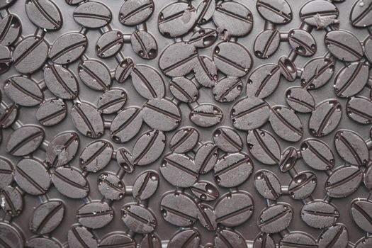 dark chocolate on a plate on table close up .