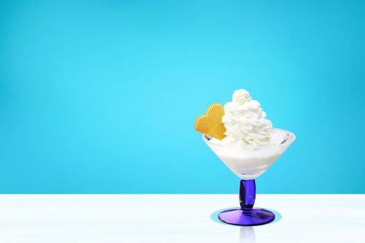 Sweet dessert concept. Frozen yogurt or soft ice cream.