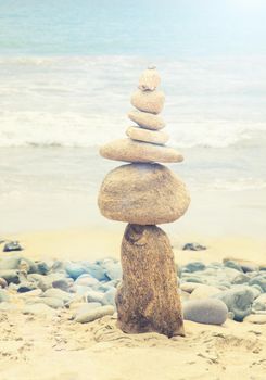 Concept of balance and harmony. Rocks on the coast of the Sea in the nature.
