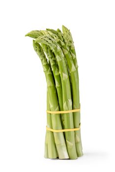 Fresh green asparagus on a white isolated background. Green asparagus isolate with shadow on white background