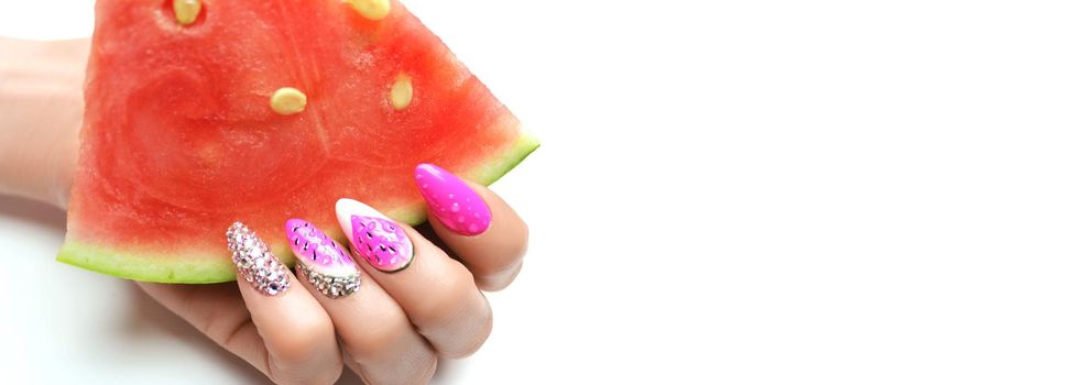 Nail polish trends. Woman with stylish manicure.