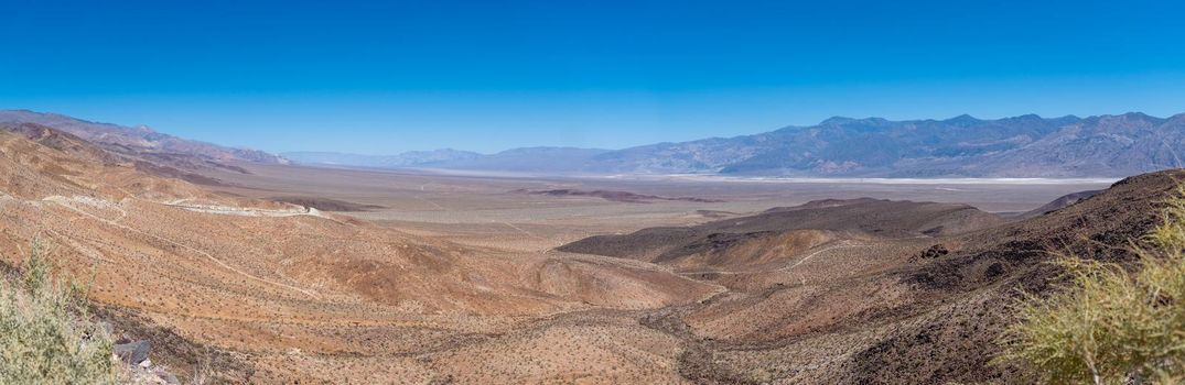 Panoramic view of the Panamint Valley, California, on a sunny day