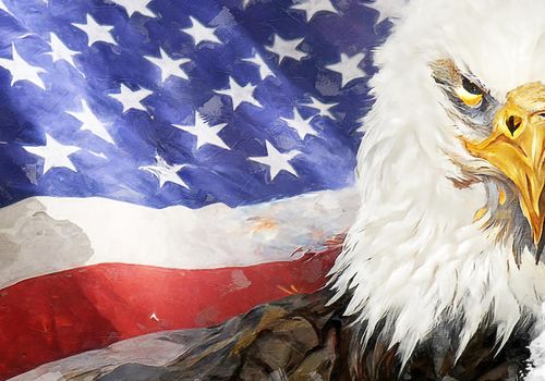 Happy Independence Day July 4th for background USA flag with strong eagle. Digital Art,Oil Painting Effect.