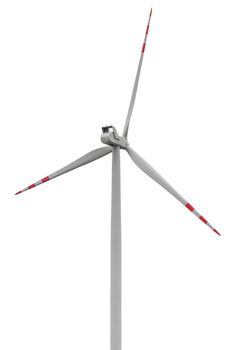 Wind turbine isolated on white background with clipping path