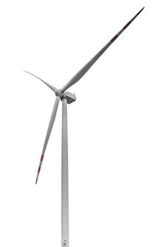 Wind turbine isolated on white background with clipping path