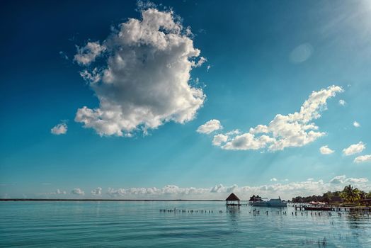 The lake is seven shades of blue in Bacalar.