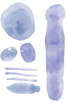 Watercolor splashes and strokes. Set of watercolor brush strokes.