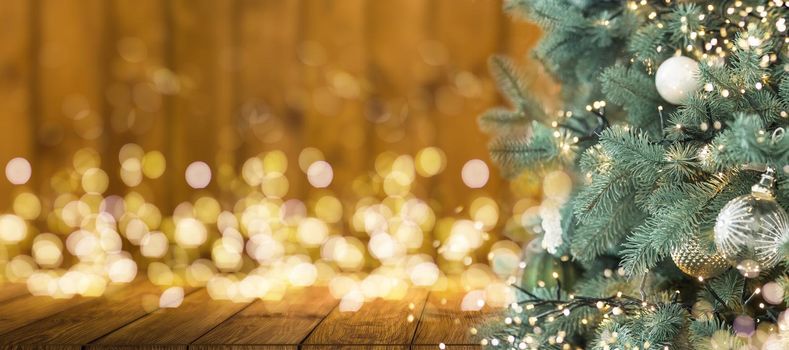 2023 Merry Christmas and New Year holidays background. Blurred bokeh background