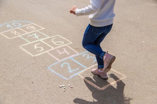 children's games in classics. Selective focus.child