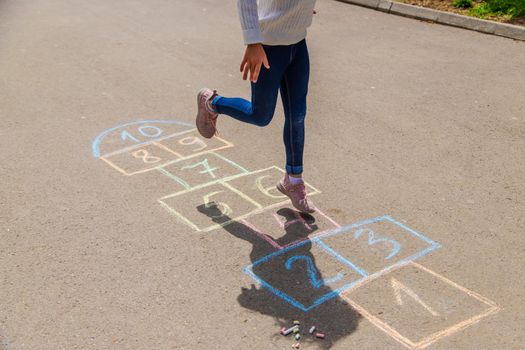 children's games in classics. Selective focus.child