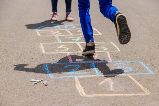 children's games in classics. Selective focus.child