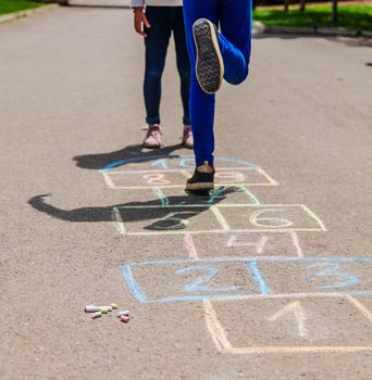 children's games in classics. Selective focus.child