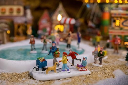 Winter scene from ceramic figures