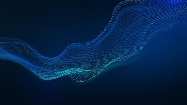 Abstract wave technology background with blue led light. corporate, digital network concept. 3d rendering.