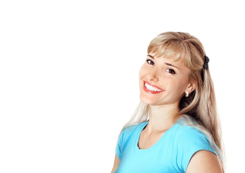 Happy young woman smiling isolated