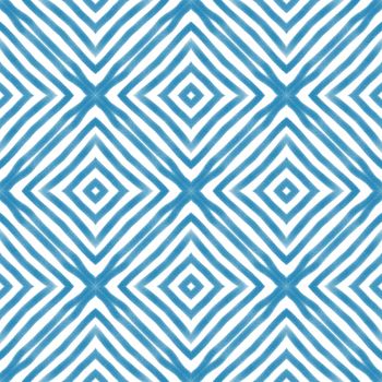 Chevron stripes design. Blue symmetrical kaleidoscope background. Textile ready astonishing print, swimwear fabric, wallpaper, wrapping. Geometric chevron stripes pattern.