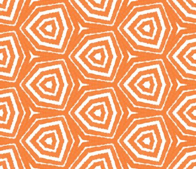 Textured stripes pattern. Orange symmetrical kaleidoscope background. Trendy textured stripes design. Textile ready amazing print, swimwear fabric, wallpaper, wrapping.